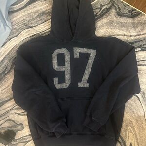 Hollister Boxy Dark Blue Hoodie with '97' Graphic